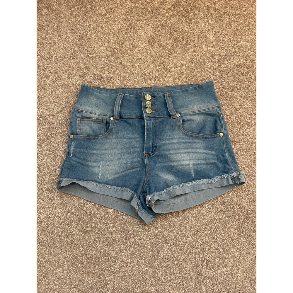Paris Blues Denim Shorts Womens 9 Blue Excellent High Waisted Frayed MLC11234